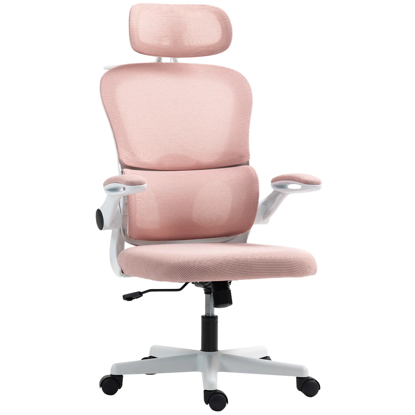 Mesh Office Chair, Ergonomic Desk Chair, Flip-up Armrest, Rotatable Headrest, Adjustable Lumbar Support, Pink Office Chairs at Gallery Canada