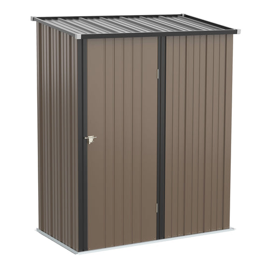 5' x 3' Outdoor Storage Shed, Steel Garden Shed with Single Lockable Door, Tool Storage House for Backyard, Patio, Lawn, Brown - Gallery Canada
