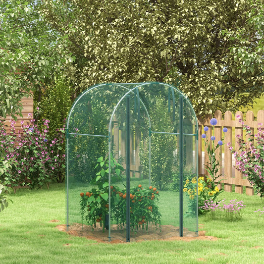 Galvanized Steel Crop Cage, Plant Protection Tent, Zippered Door, 4' x 4', Green Walk In Greenhouses Green and Silver at Gallery Canada