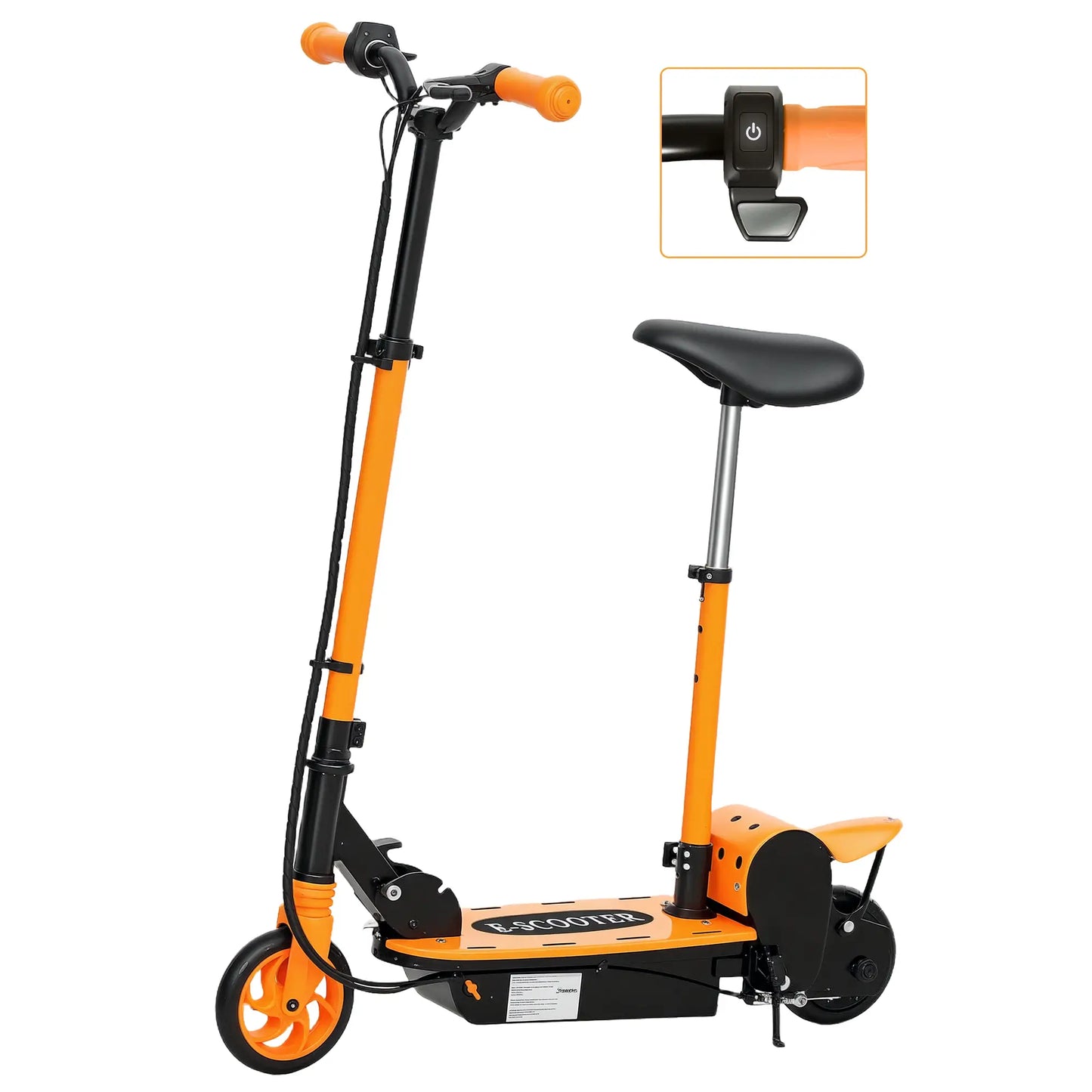 Foldable Electric Scooter for Kids, Seat, 2 Heights, 6km Range, 12km/h, Orange Scooters at Gallery Canada