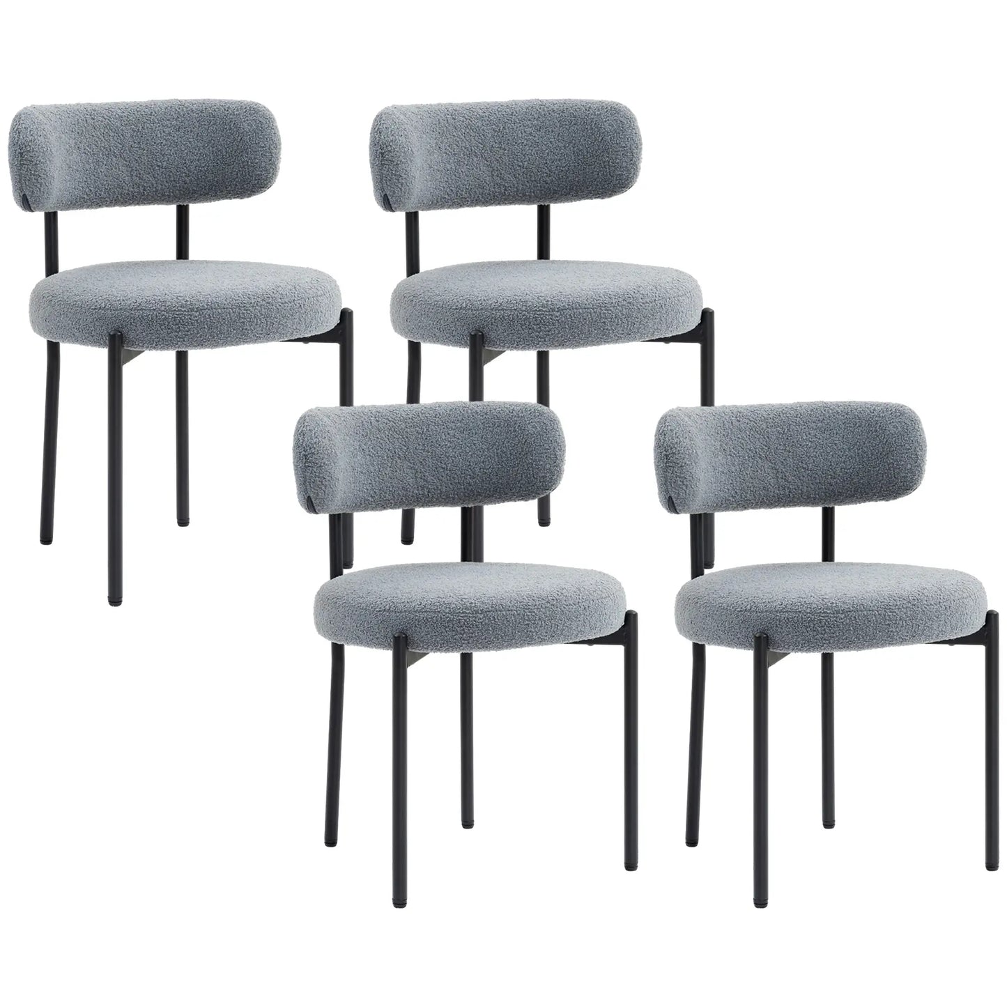 4 Pc Kitchen Chairs, Modern Dining, Berber Fleece Upholstery, Steel Legs, Grey Dining Chairs at Gallery Canada