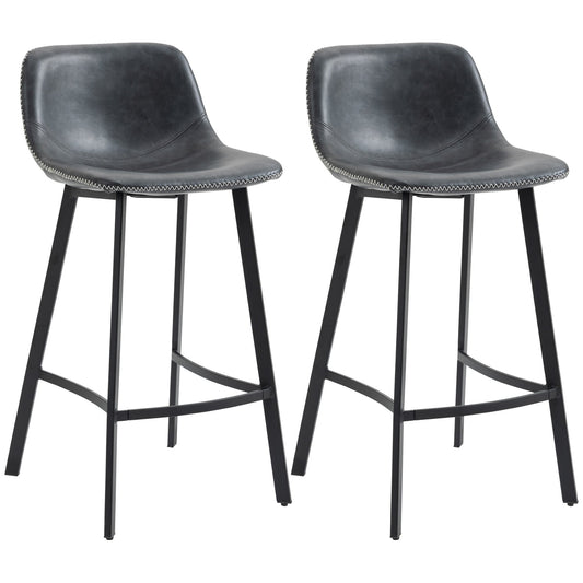Counter Height Stools Set of 2, Upholstered Kitchen Stool with Back and Steel Legs at Gallery Canada
