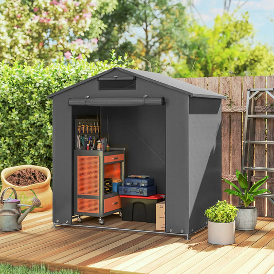 6' x 4' Portable Shed, Waterproof Bike Tent, Dark Grey