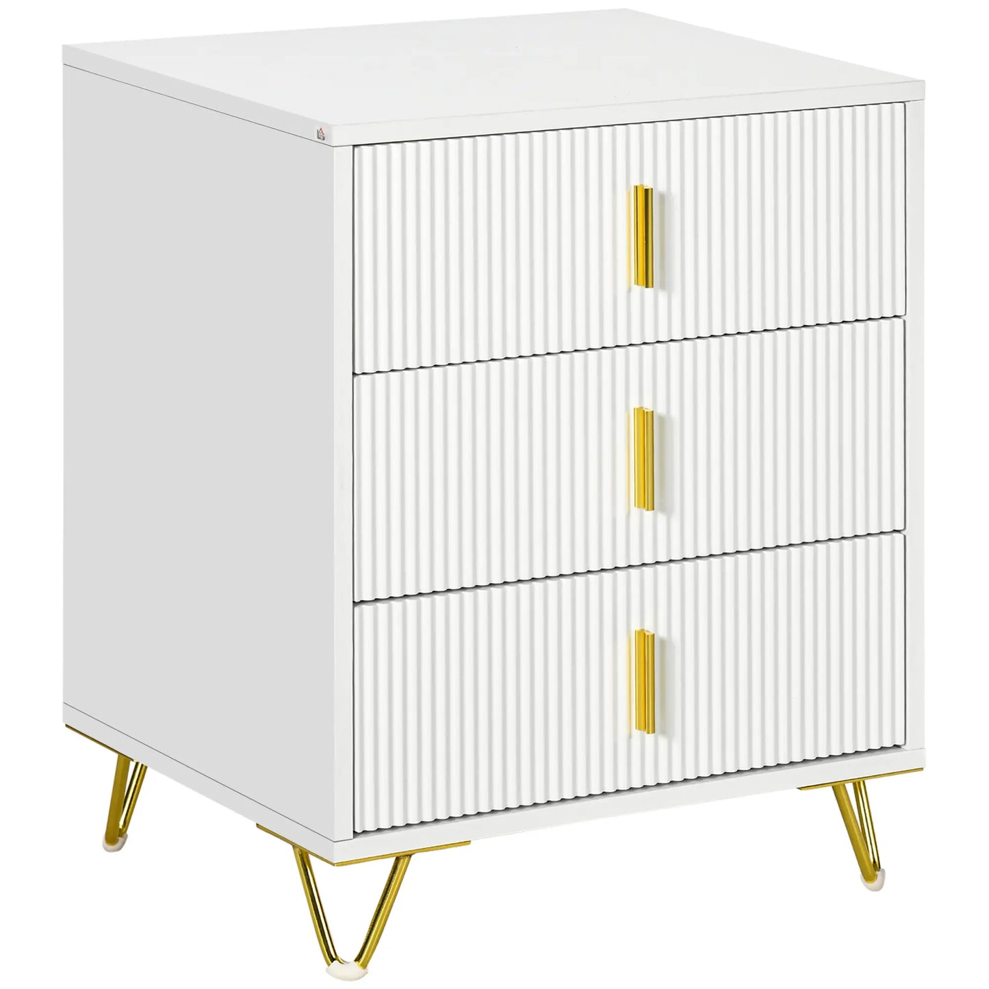 3-Drawer Storage Cabinet, Metal Legs, 19.7"x15.7"x24.8", White Storage Cabinets at Gallery Canada