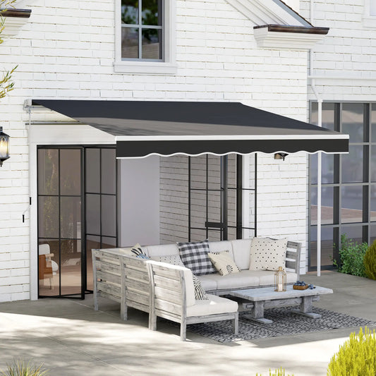 8' x 7' Retractable Patio Awning, UV Water-Resistant Fabric, Black Patio Awnings Black at Gallery Canada