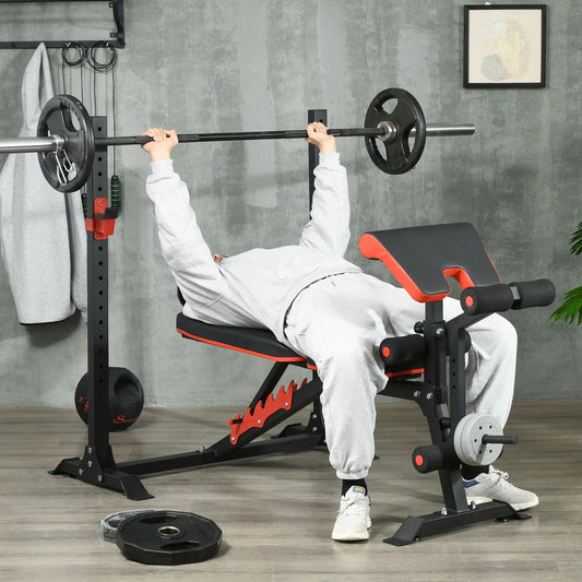 Adjustable Weight Bench With Squat Rack, Preacher Curl Pad, Leg Developer Weight Benches Black, Red at Gallery Canada