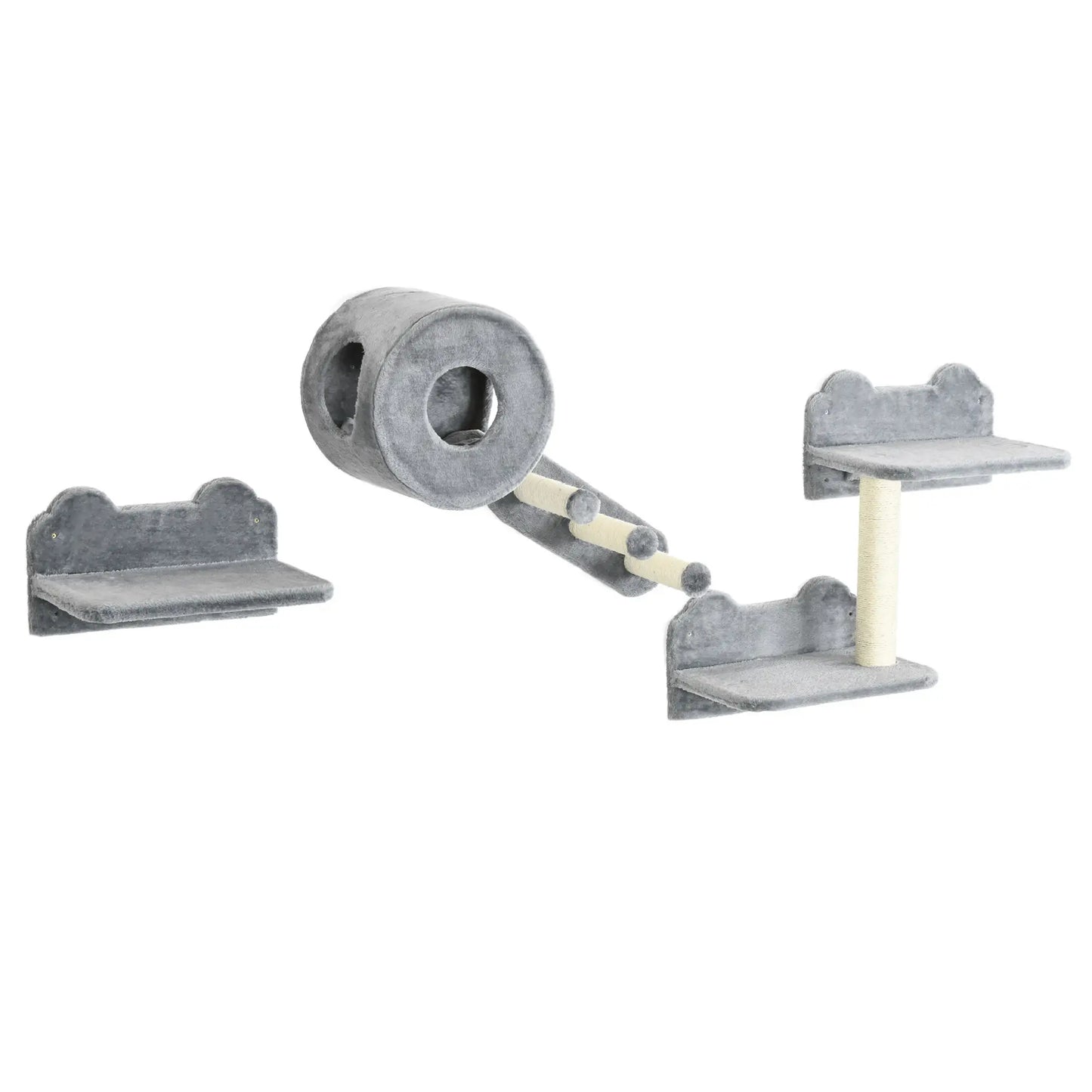 4 Pcs 9.3" H Cat Wall Shelves, Pet Climbing Shelf Set, Grey Cat Climbing Wall at Gallery Canada