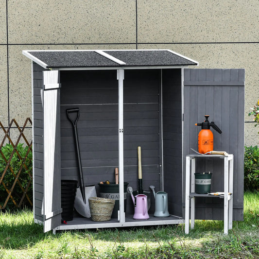 54.75''x29.5''x63'' Garden Storage Shed, Asphalt Roof, Wooden, Double Door Sheds Grey at Gallery Canada