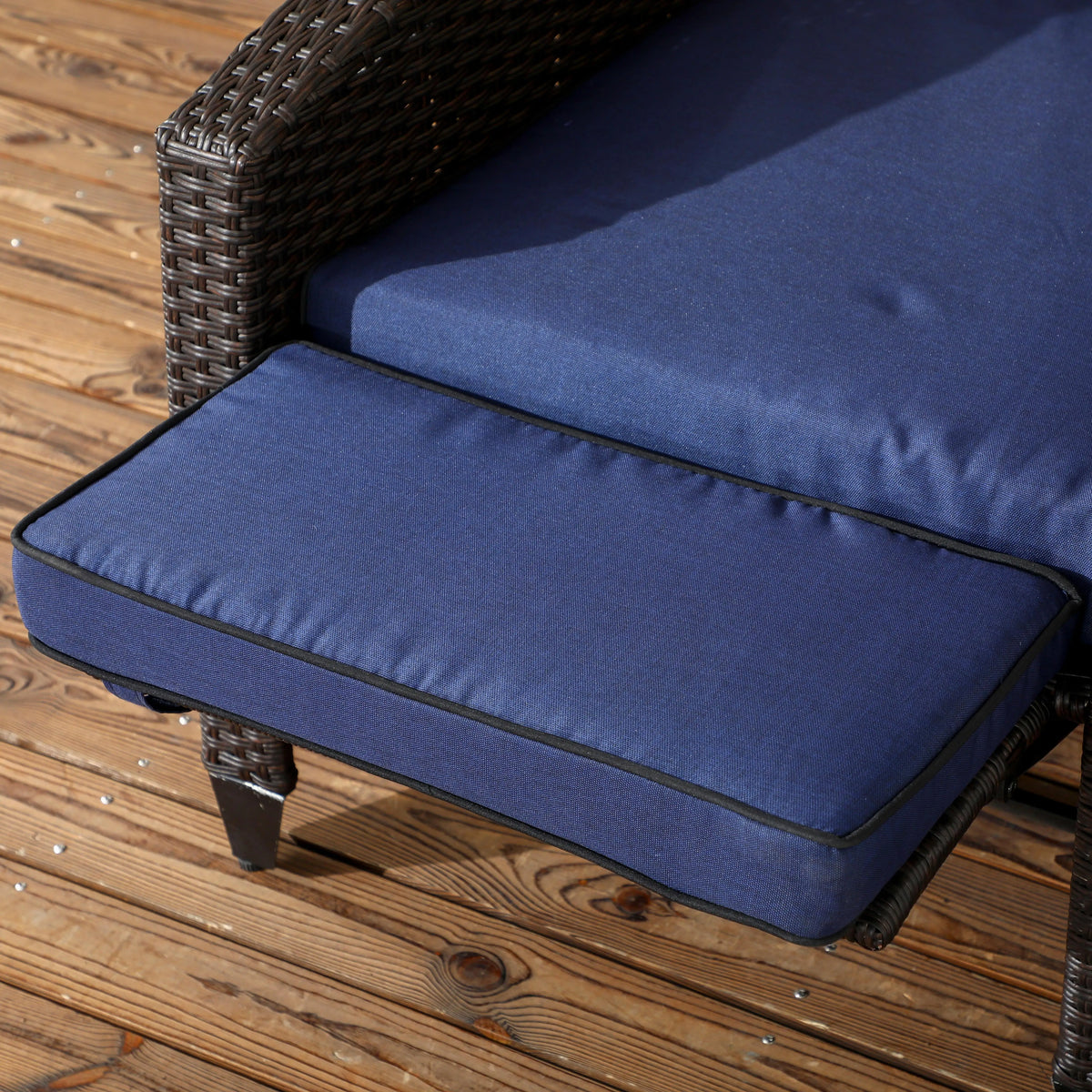 Outdoor Recliner Chair, Adjustable Backrest, Cushion, Side Tray, Blue Chaise Loungers at Gallery Canada