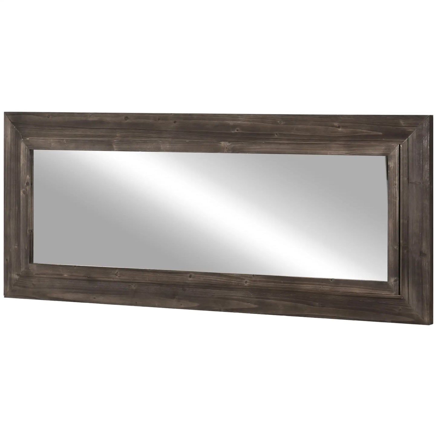 59" Farmhouse Full Length Mirror, Wall Mount Leaner, Dark Brown, Dark Brown Wall Mirrors at Gallery Canada