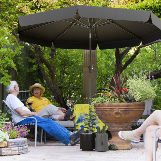 8.5 ft Round Patio Umbrella, Tilt and Crank, Black Sun Umbrellas Black at Gallery Canada