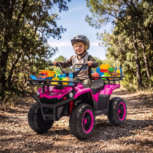 12V Kids ATV, Electric Ride On Quad, Dual Motors, Pink Electric Toy Cars Multi Colour at Gallery Canada