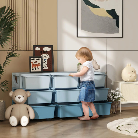 3 Tier Kids Toy Organizer, 9 Plastic Drawers, Blue Baby & Kids Storage Blue at Gallery Canada