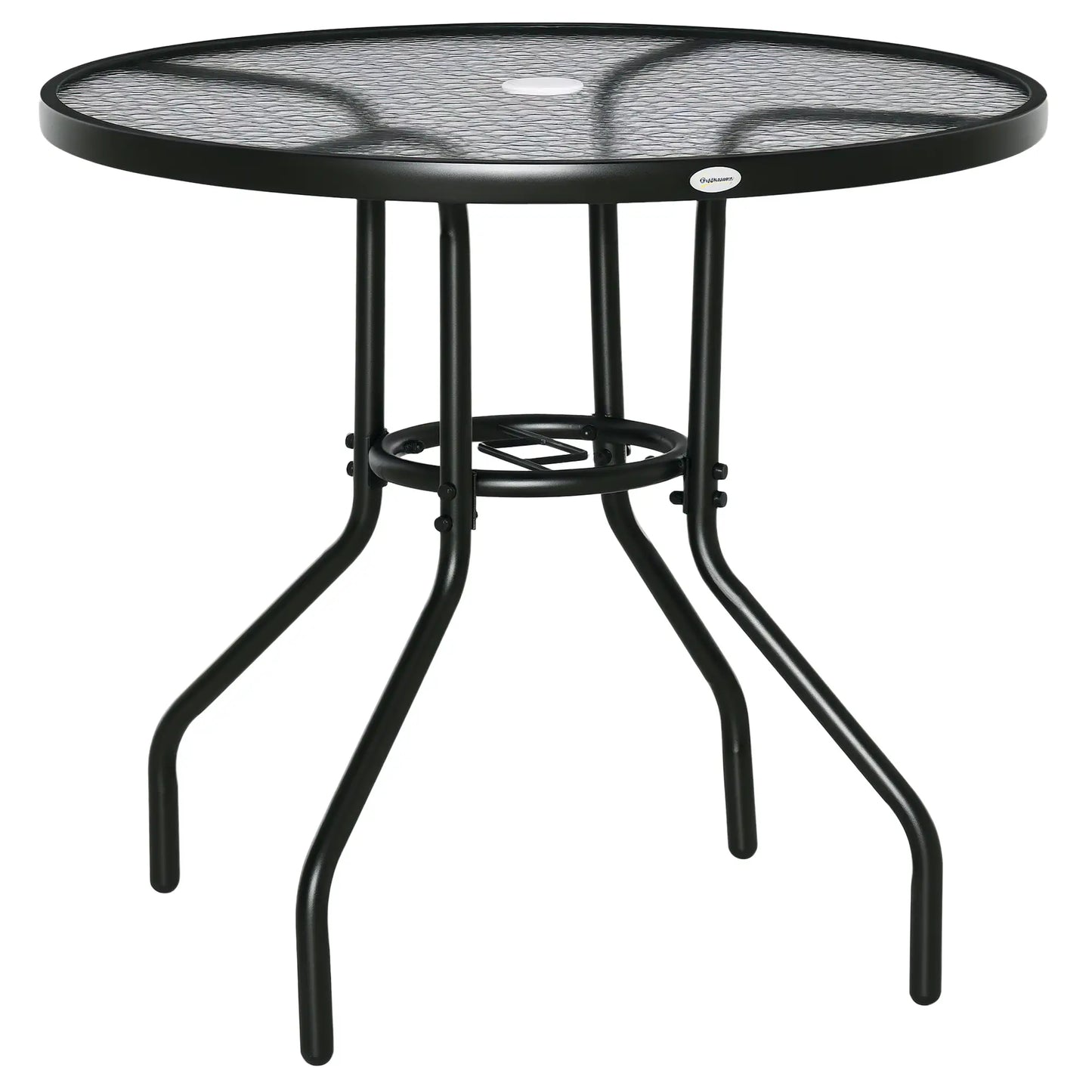 31.5" Round Outdoor Dining Table, Glass Top, Steel Frame, Garden Patio Patio Dinning Tables at Gallery Canada