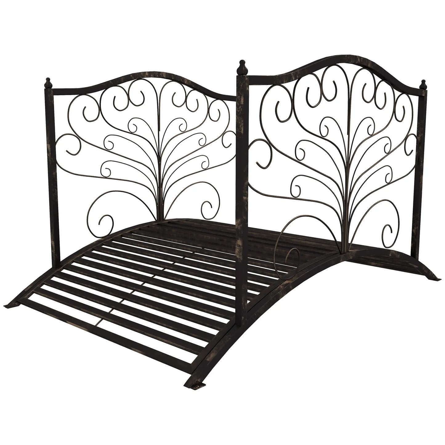4FT Metal Garden Bridge, Decorative Arc, Guardrails, Black Bronze Garden Bridges at Gallery Canada