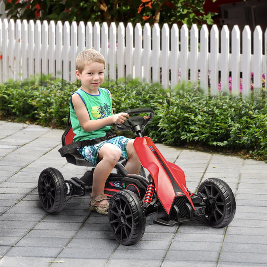 12V 7AH Electric Go Kart, Kids Outdoor Racer, Adjustable Speed, Red Electric Toy Cars Red, Black at Gallery Canada