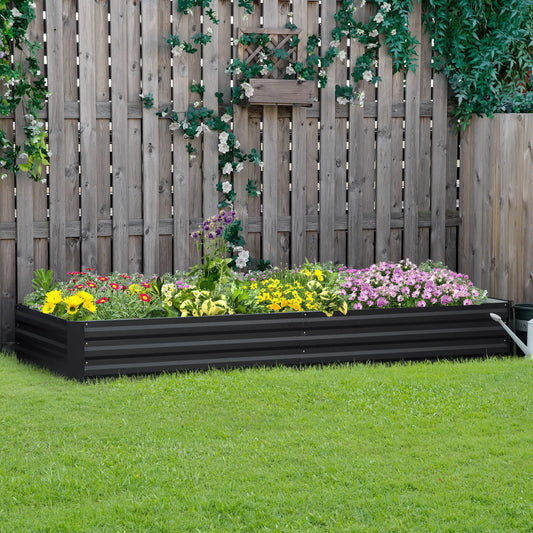 95" x 36" x 12" Galvanized Raised Garden Bed, Metal Planter Box for Flowers, Herbs, Succulents, Grey Galvanized Planter Boxes Dark Charcoal Grey at Gallery Canada