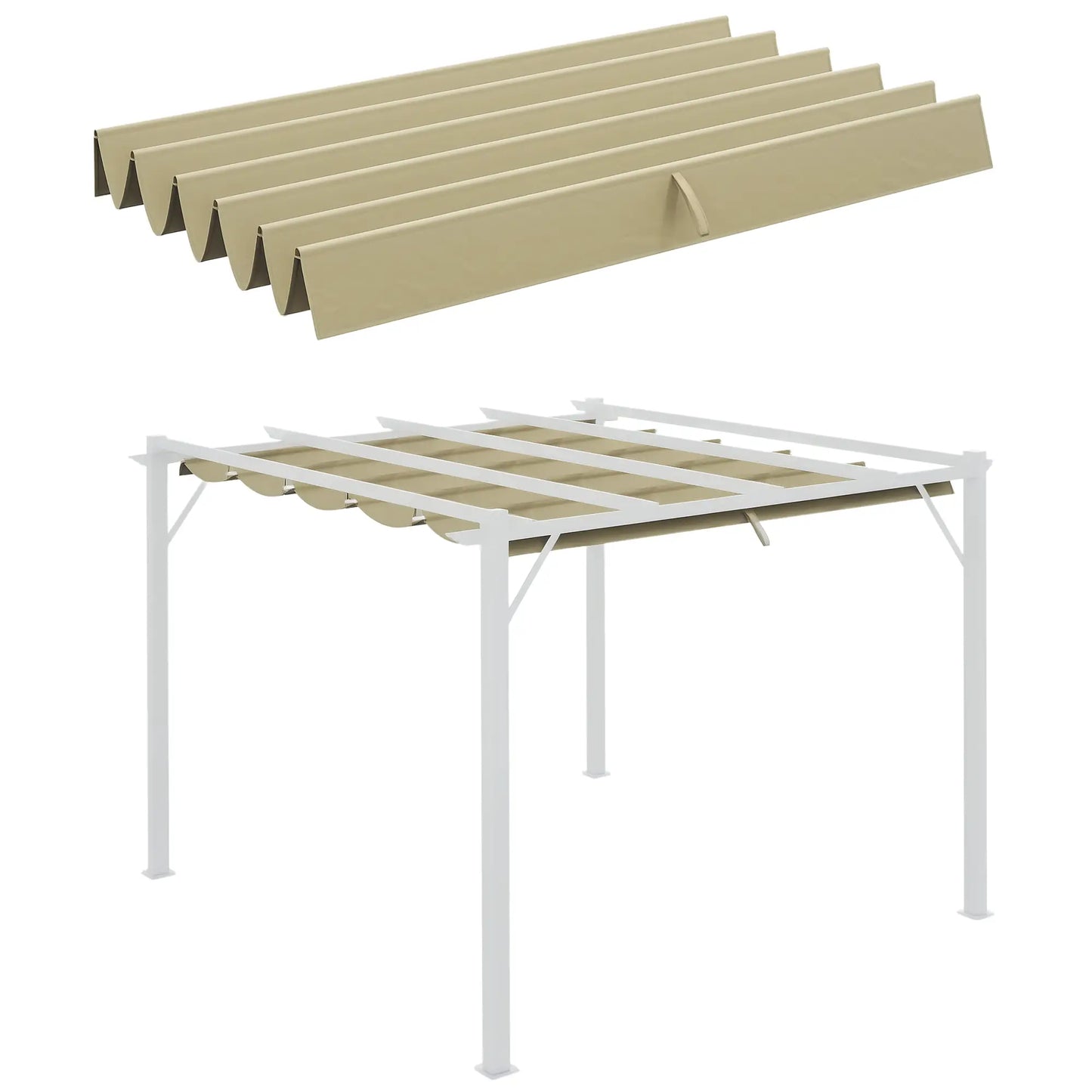 Retractable Pergola Canopy, 10' x 10', Beige Gazebo Canopy Replacement at Gallery Canada