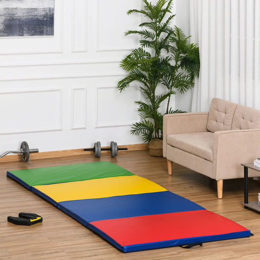 4'x10'x2'' Folding Gymnastics Mat, Exercise Mat for Yoga, MMA, MultiColor Gymnastics Mats Blue, Green, Yellow at Gallery Canada