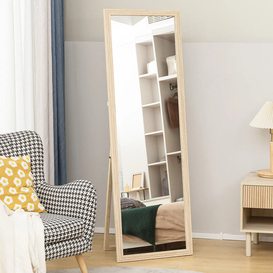 64" x 21" Full Length Mirror, Standing, Wall Mounted, Leaning, Bedroom, Living Room, Beige