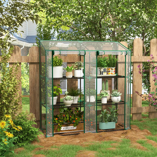 Portable Mini Greenhouse, 3 Tier Shelves, Reinforced Cover, 56.3" x 18.1" x 59.4" Greenhouses Clear at Gallery Canada