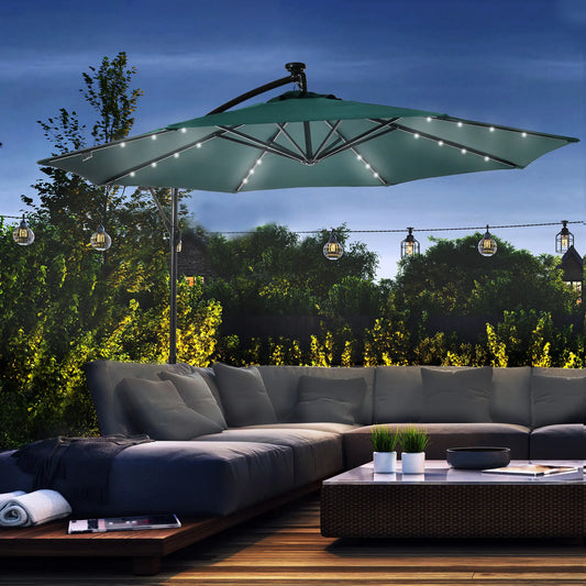 10ft Outdoor Cantilever Umbrella, Adjustable Angle, Dark Green Cantilever Umbrellas Dark Green at Gallery Canada