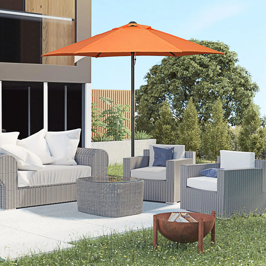 6.6FT Outdoor Patio Umbrella, 6 Solid Ribs, Orange Patio Umbrellas Orange at Gallery Canada