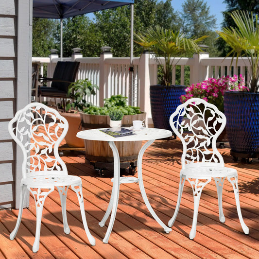 3-Piece Outdoor Furniture Set, Patio Table and Chairs, White Bistro Sets White at Gallery Canada