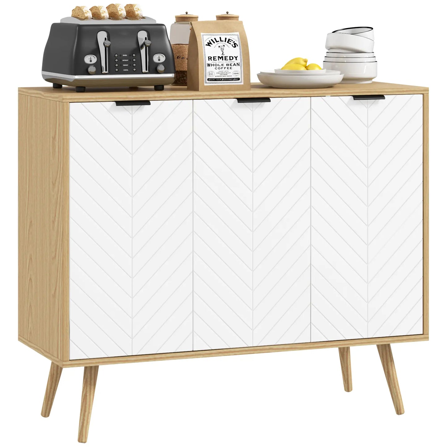 Modern Sideboard and Buffet, Dining Room Cabinet with Adjustable Shelves for Kitchen, Living Room, Natural Bar Cabinets at Gallery Canada