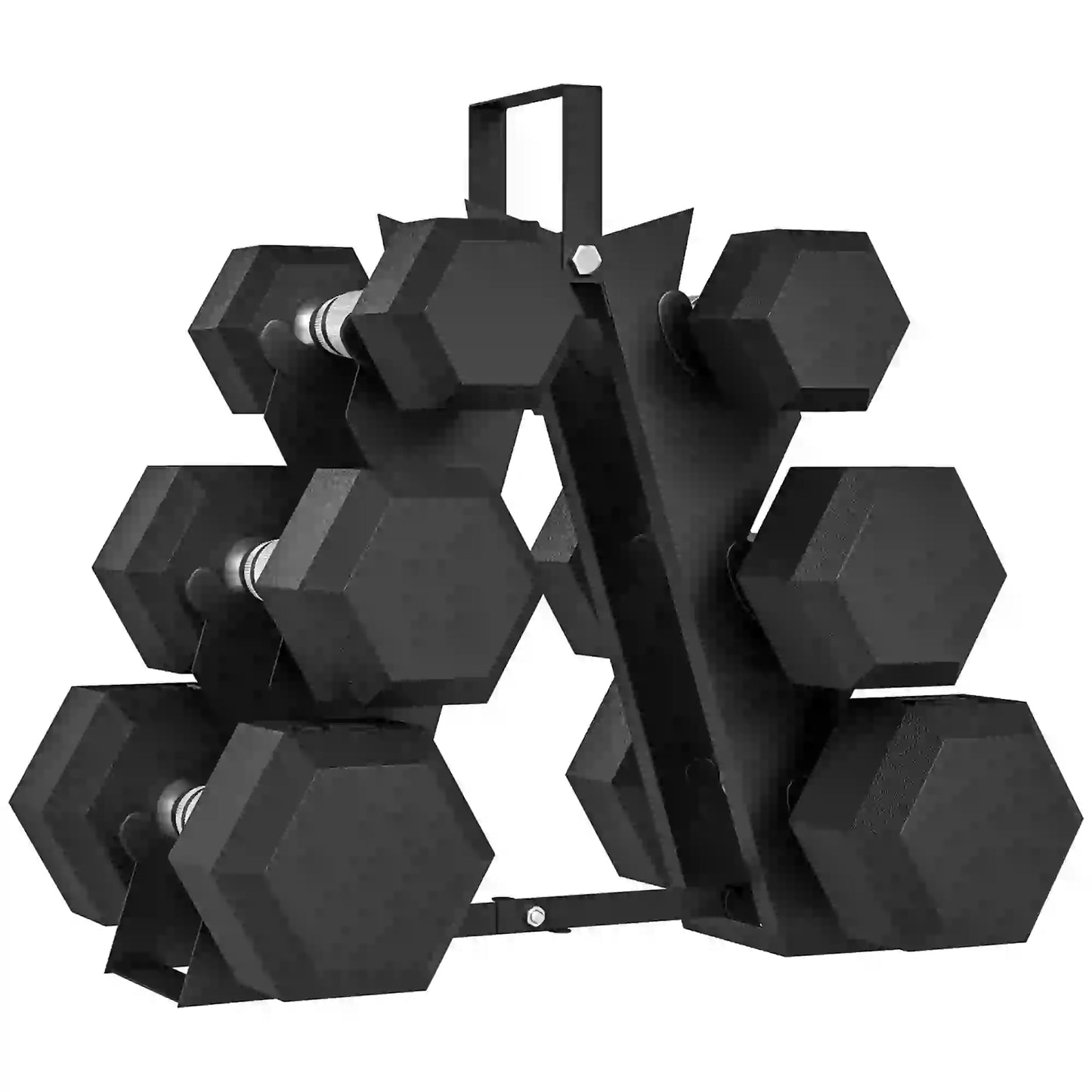 60 LBS Hex Dumbbell Set with Rack, Non-Slip Handles, Rubber Coated Dumbbells & Barbells at Gallery Canada