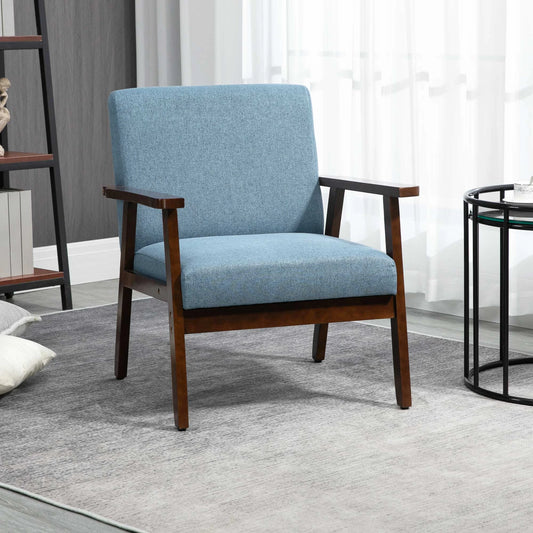 Modern Accent Chair, Cushioned Seat, Upholstered Linen-Feel, Blue Accent Chairs Blue at Gallery Canada