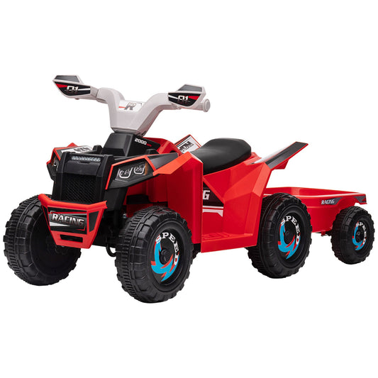 6V Electric Toy Car with Back Trailer, Forward Backward, Wear-Resistant Wheels for Ages 18-36 Months, Red - Gallery Canada