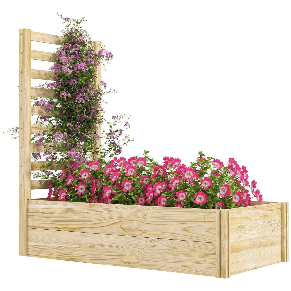 Wood Planter Box with Trellis, Raised Garden Bed, 91"x24"x43", Natural Raised Garden Beds at Gallery Canada