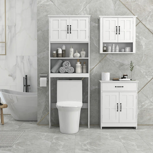 Over Toilet Storage, Bathroom Cabinet with Shelves, Double Door, White Over The Toilet Storage White at Gallery Canada