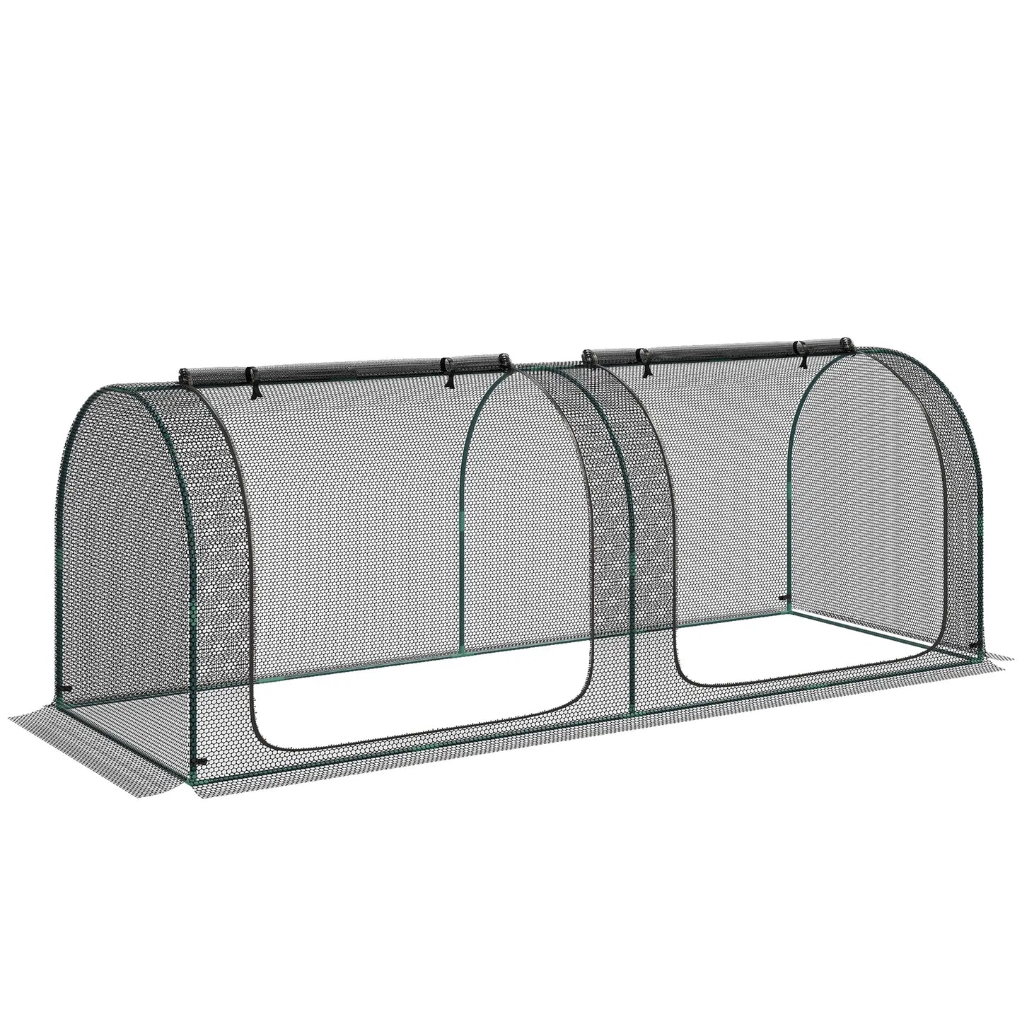 8' x 3' Crop Cage, Garden Plant Protector, 3 Zippered Doors, Black