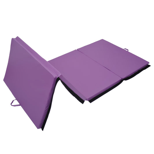 4'x10'x2'' Folding Gymnastics Tumbling Mat, Exercise Mat with Carrying Handles for Yoga, MMA, Martial Arts, Stretching, Purple - Gallery Canada