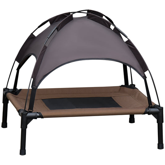 Elevated Dog Bed with Canopy, Portable Raised Dog Cot for M Sized Dogs, Indoor &; Outdoor, 30" x 24" x 29", Coffee - Gallery Canada
