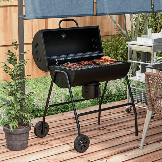 Charcoal BBQ Smoker, 420 sq.in. Cooking Area, Wheels, Ash Catcher, Black Charcoal BBQ Grils Black at Gallery Canada