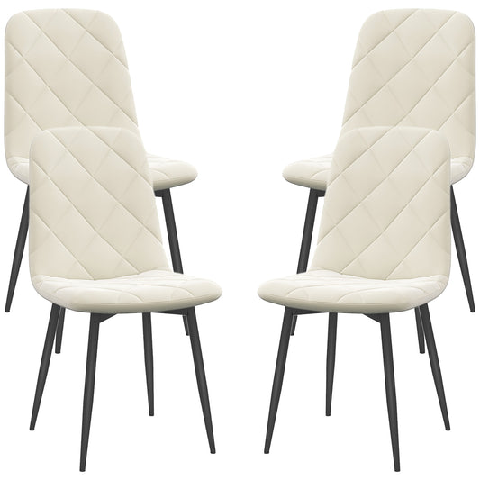 Dining Chairs Set of 4, Upholstered Dining Room Chairs with Steel Legs, Modern Kitchen Chair for Dining Room, Cream