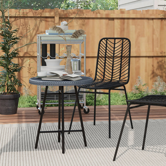 Wicker End Table, Plastic Wood Top, X-Shape Support, Grey Patio Side Tables Black and Grey at Gallery Canada