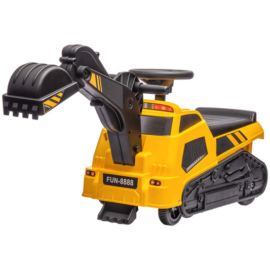 3 in 1 Ride on Excavator Bulldozer Road Roller, No Power Pretend Play Construction with Music, for 18-48 Months, Yellow - Gallery Canada