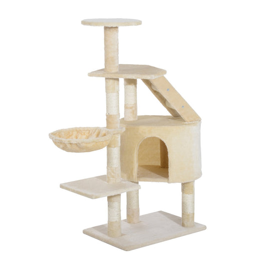 49” Deluxe Cat Tree Furniture Scratching Pet Tower Kitten Play Post (Creamy White) at Gallery Canada