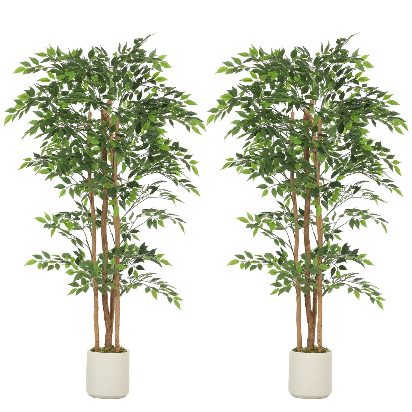 6FT Artificial Banyan Tree Set, Fake Potted Tree With Wood Trunk Artificial Trees at Gallery Canada
