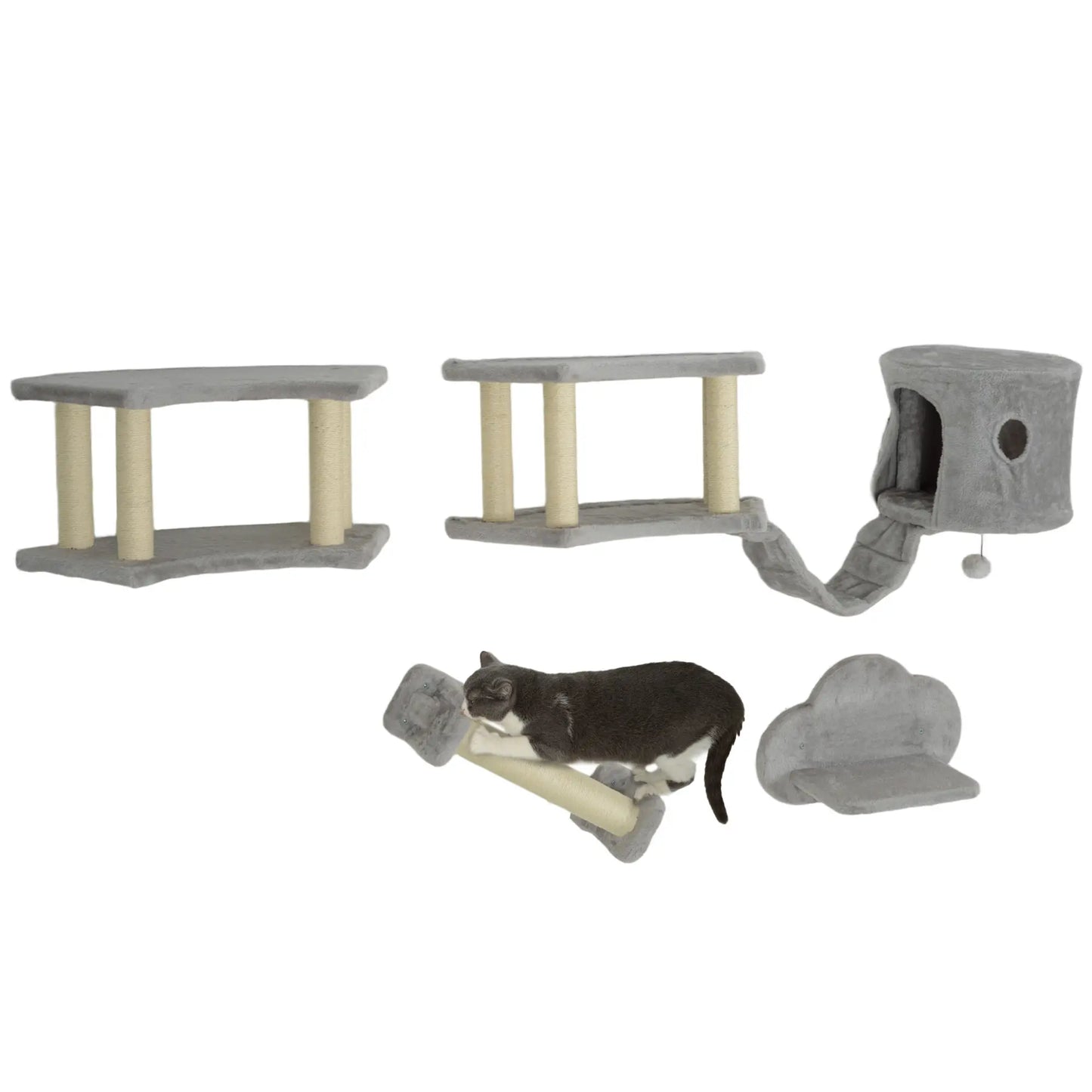 Wall Mounted Cat Shelves, Scratching Post, Ladder, Condo, Light Grey Cat Climbing Wall at Gallery Canada