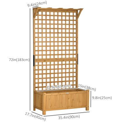 Wood Planter with Trellis for Vine Climbing, Raised Garden Bed, Privacy Screen for Backyard, Patio, Deck, Yellow at Gallery Canada