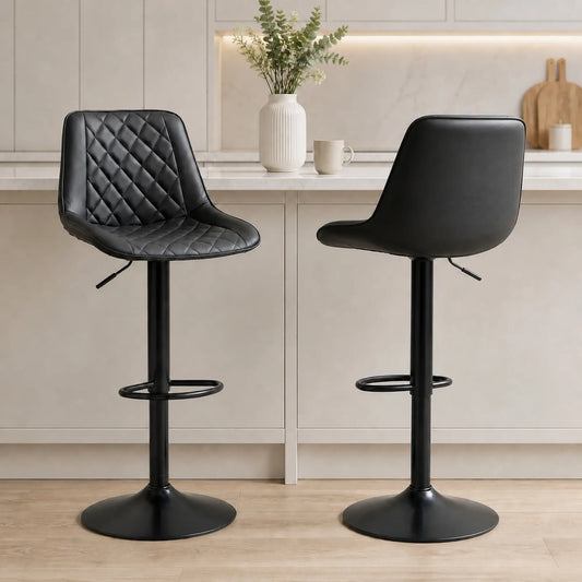 Swivel Counter Height Barstools, Set of 2, Adjustable Height, Black Bar Stools Black at Gallery Canada
