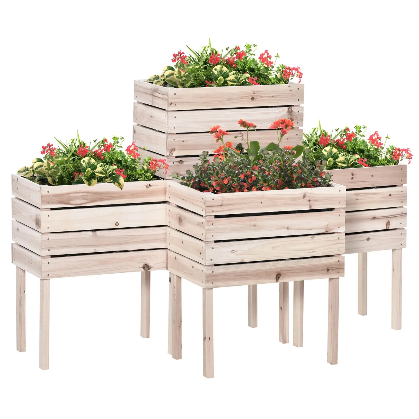 4PCS Wooden Raised Garden Beds, DIY Elevated Planter Box Kit, Indoor Outdoor Elevated Garden Beds at Gallery Canada