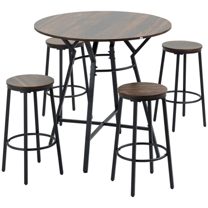 5-Piece Bar Table and Chairs Set, Space Saving Dining Table with 4 Stools for Pub &; Kitchen at Gallery Canada