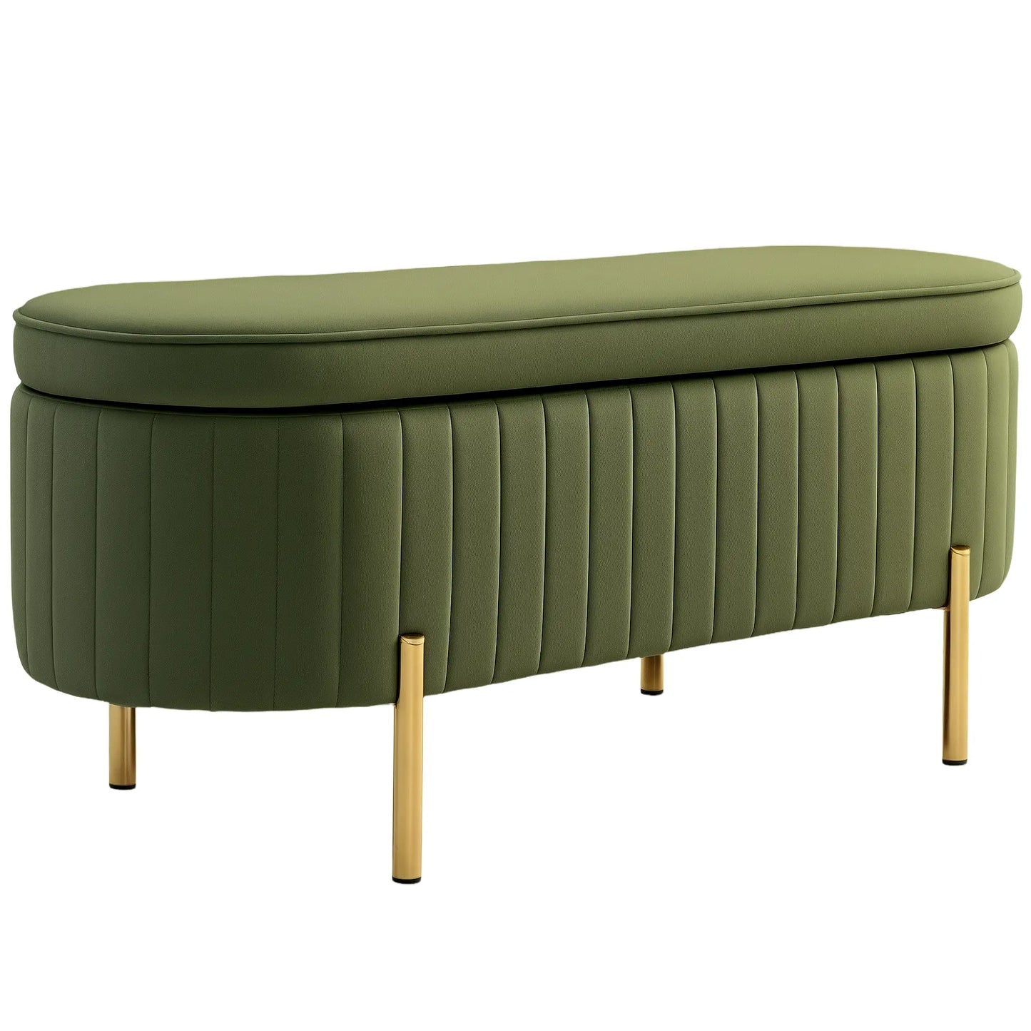 Banc Ottoman Capitonné à Canaux, Vert Foncé