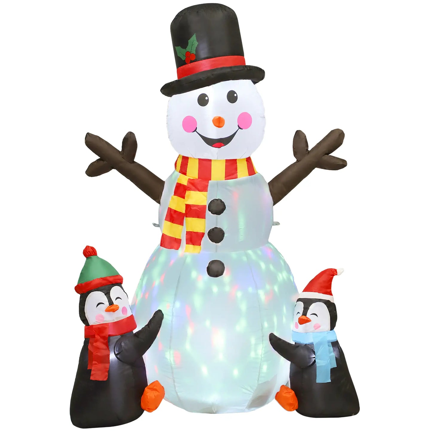6FT Snowman Penguins Inflatable with LED Lights, Flashing Projector Christmas Inflatables at Gallery Canada